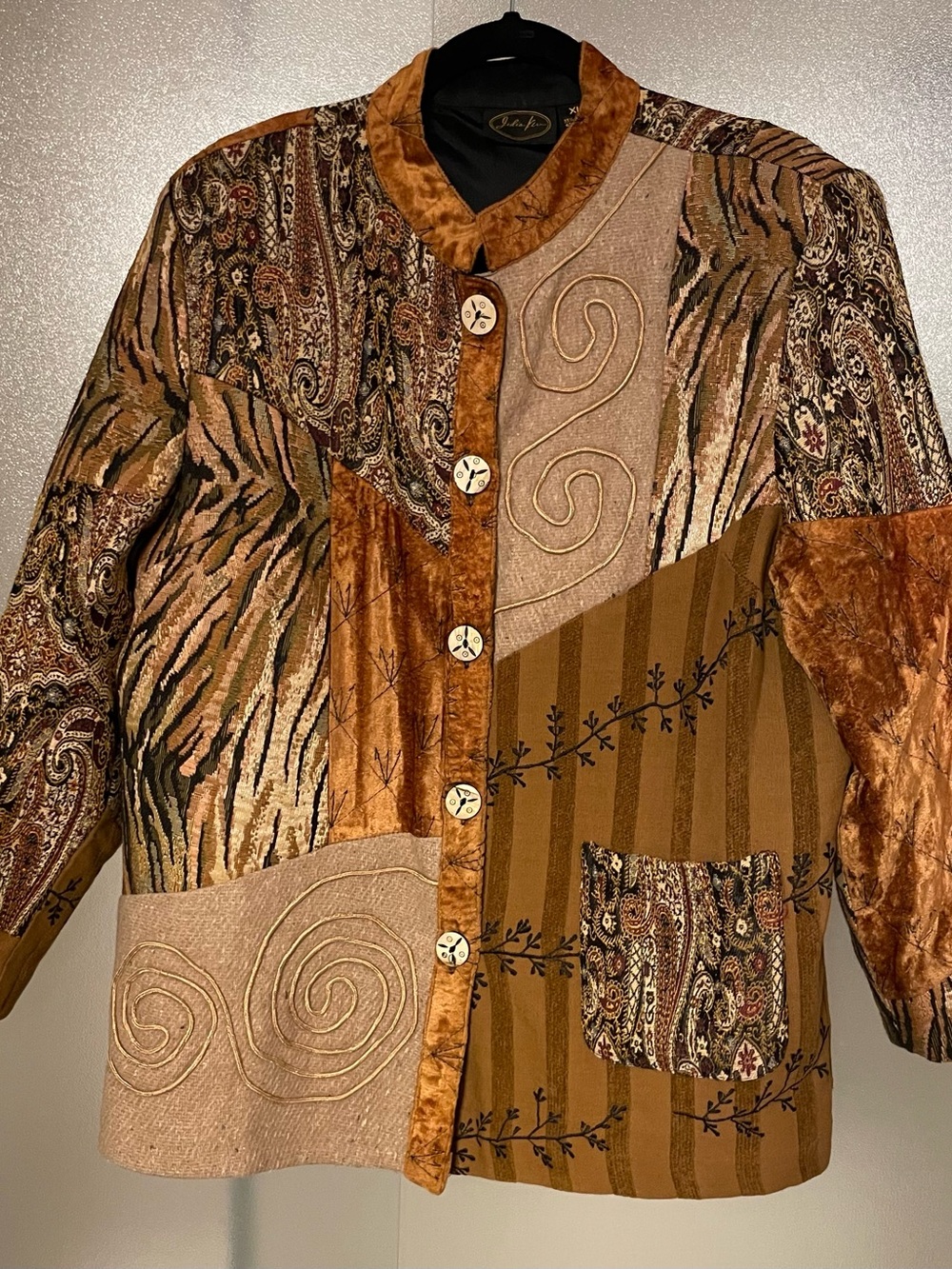 Julia Kim Wearable Art Mixed-Print Patchwork Jacket